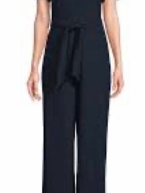 Preston & York Navy Wide-Leg Tie-Waist Jumpsuit